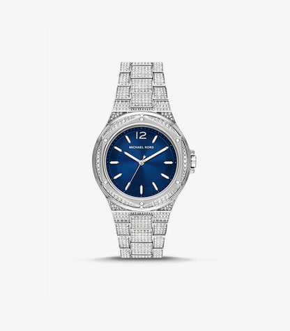 MICHAEL KORS OVERSIZED LENNOX PAVÉ SILVER-TONE WATCH MK6990