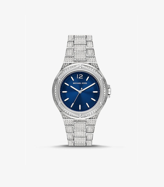 MICHAEL KORS OVERSIZED LENNOX PAVÉ SILVER-TONE WATCH MK6990