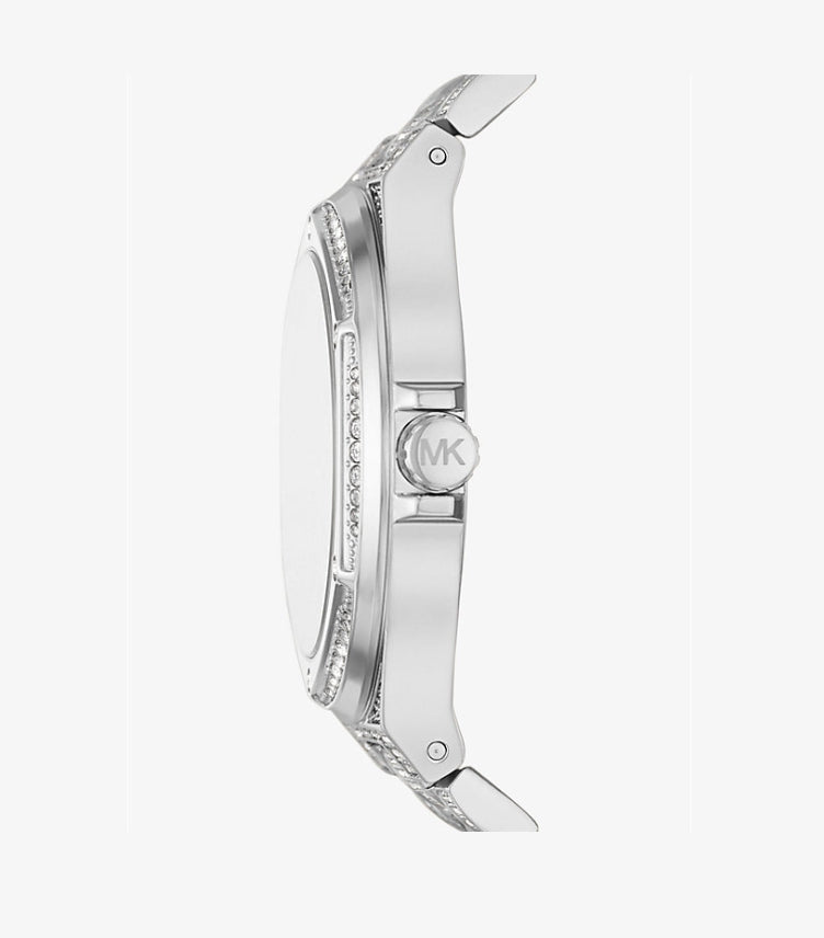 MICHAEL KORS OVERSIZED LENNOX PAVÉ SILVER-TONE WATCH MK6990