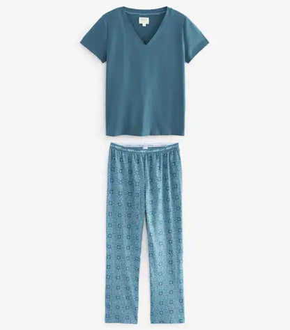 NEXT CHAMBRAY BLUE GEO COTTON PYJAMA SET