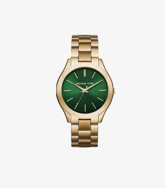 MICHAEL KORS WATCH SLIM RUNWAY GOLD GREEN WATCH MK3435