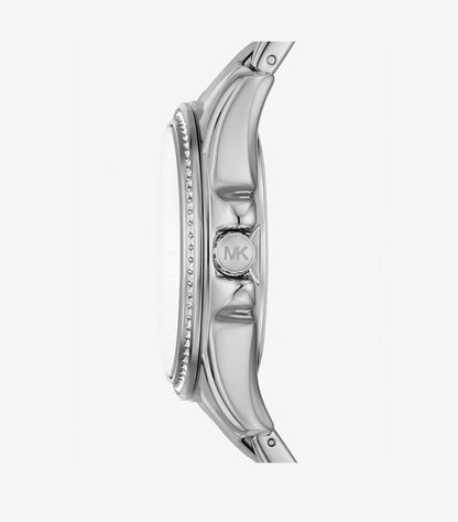 MICHAEL KORS MINI PILOT BAGUETTE RAINBOW PAVÉ SILVER-TONE WATCH MK7368