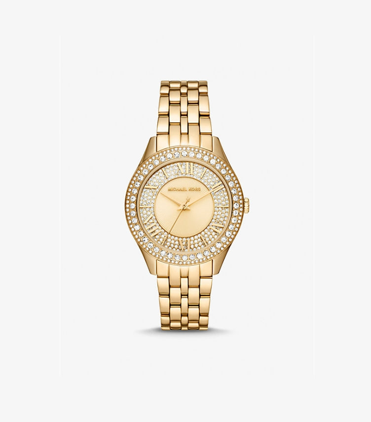 MICHAEL KORS HARLOWE PAVÉ GOLD-TONE WATCH MK4709