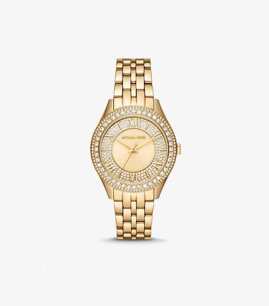 MICHAEL KORS HARLOWE PAVÉ GOLD-TONE WATCH MK4709