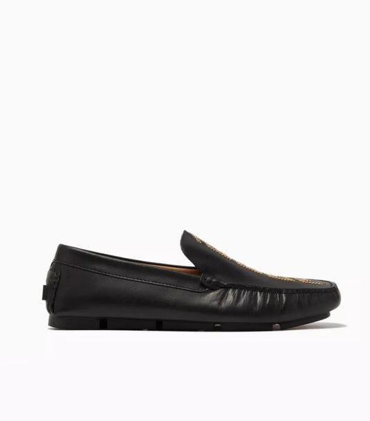 VERSACE GRECA STUD DRIVER SHOES IN SMOOTH LEATHER