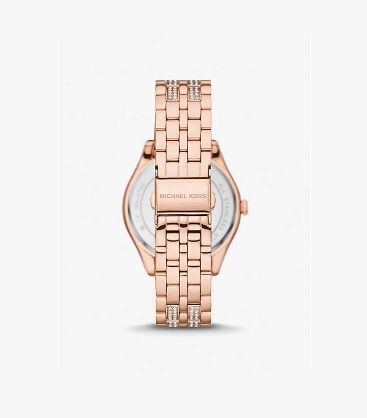 MICHAEL KORS HARLOWE PAVÉ ROSE GOLD-TONE WATCH MK4710