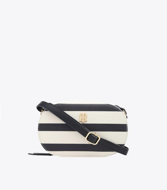 TOMMY HILFIGER STRIPED BLUE PU SLING BAG