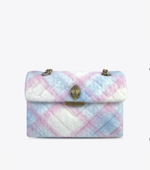 KURT GEIGER LONFON PASTEL PLAID QUILTED KENSINGTON BAG
