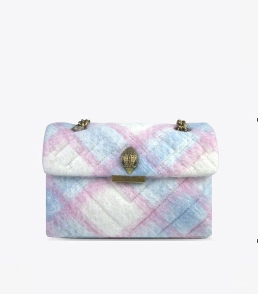 KURT GEIGER LONFON PASTEL PLAID QUILTED KENSINGTON BAG