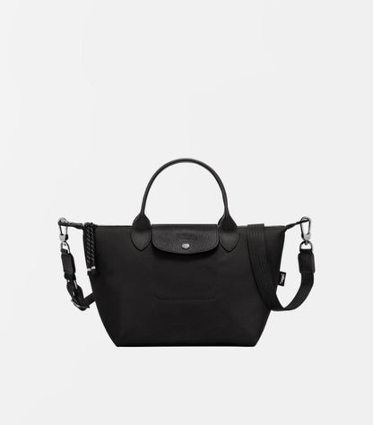 Front view of Longchamp Le Pliage Energy Large handbag with flap closure, top handles and detachable strap