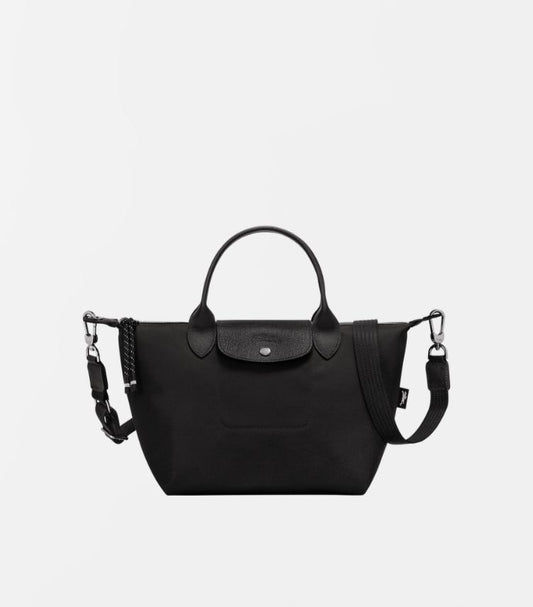 Front view of Longchamp Le Pliage Energy Large handbag with flap closure, top handles and detachable strap
