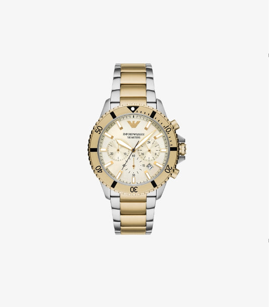 EMPORIO ARMANI MEN'S WORLD EXPLORER CHRONOGRAPH TWO-TONE STAINLESS STEEL WATCH AR11606