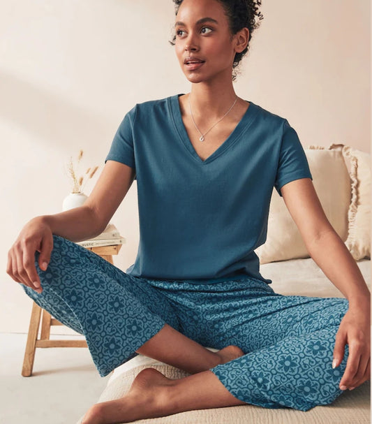 NEXT CHAMBRAY BLUE GEO COTTON PYJAMA SET