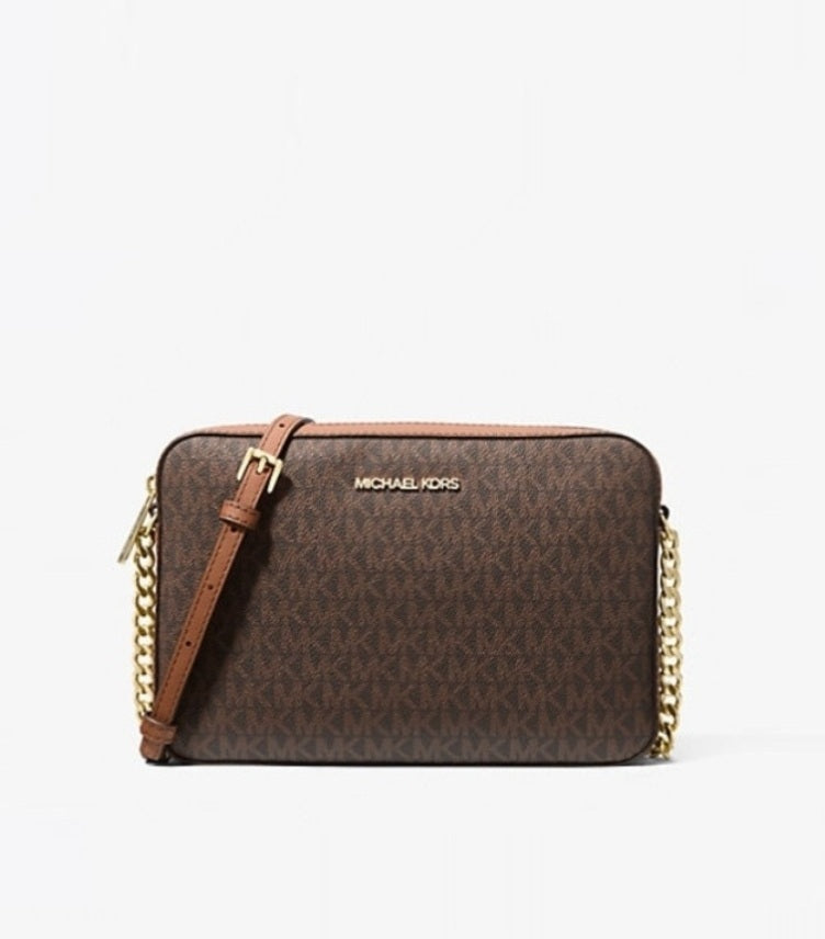 MICHAEL KORS JET SET LARGE PRINTED LOGO CROSSBODY BAG