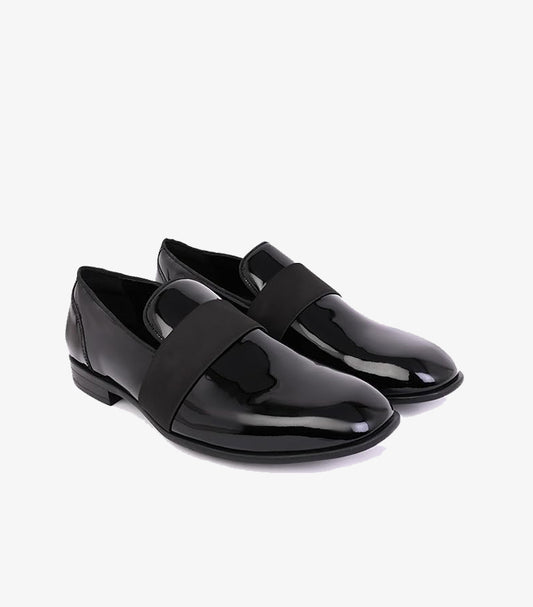 ZARA MAN BLACK PATENT LEATHER STRAP LOAFERS