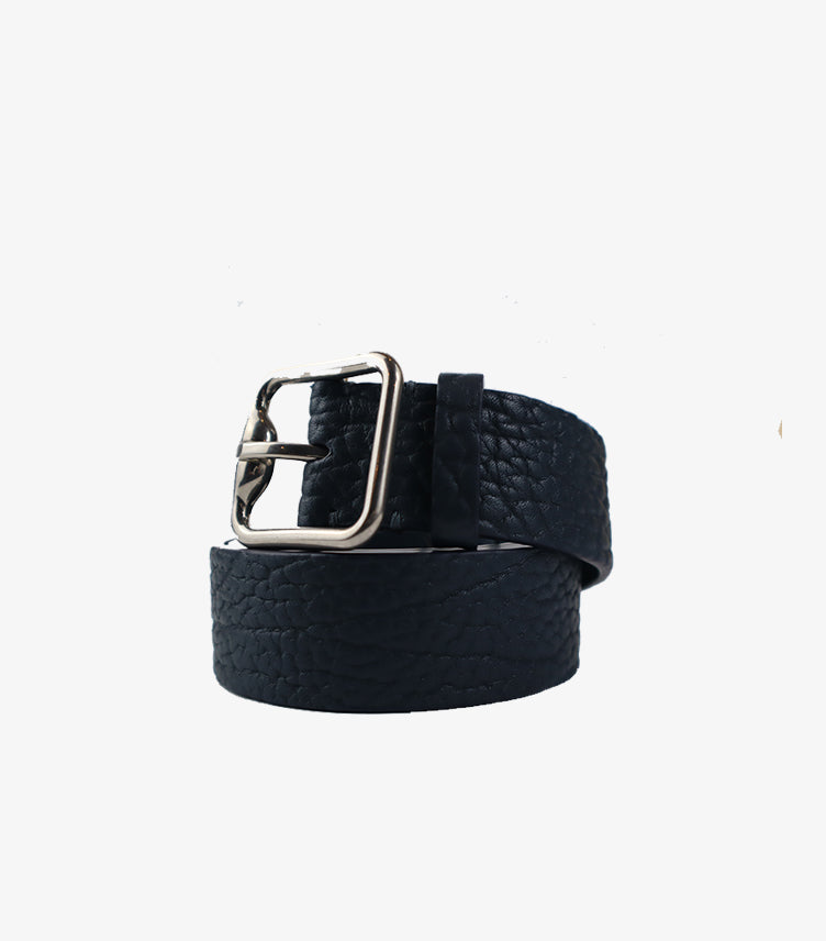 BURBERRY MEN'S LEATHER BELT – NAVY