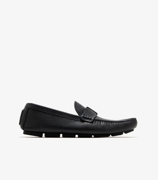 LOUIS VUITTON LV LOGO TEXTURED LEATHER MEN’S LOAFERS – BLACK