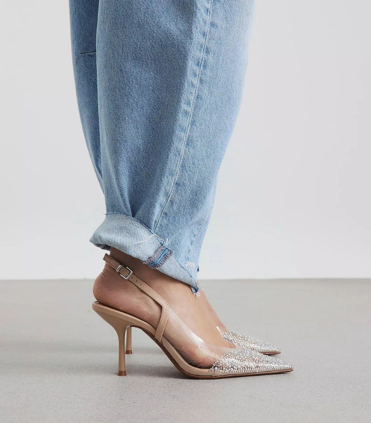 RIVER ISLAND PERSPEX POINTED COURT SHOES