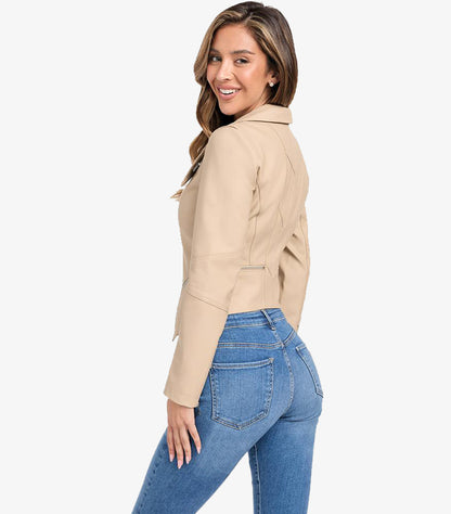 GUESS FACTORY WOMEN’S DANI FAUX-LEATHER MOTO JACKET