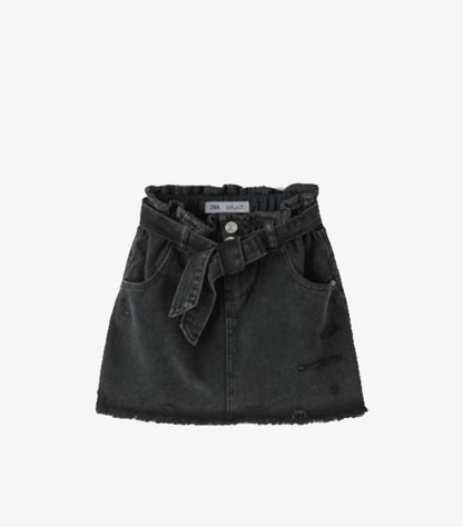 ZARA BLACK PAPERBAG-WAIST MINI SKIRT