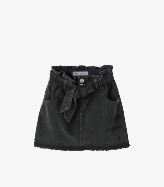 ZARA BLACK PAPERBAG-WAIST MINI SKIRT