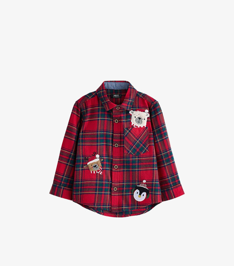 NEXT RED TARTAN CHARACTER LONG SLEEVE CHECK SHIRT.