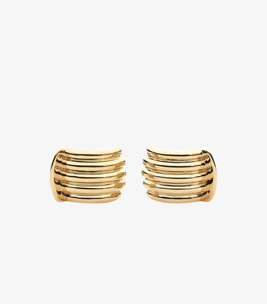 FERRAGAMO LOGO-ENGRAVED RIBBED CUFFLINKS