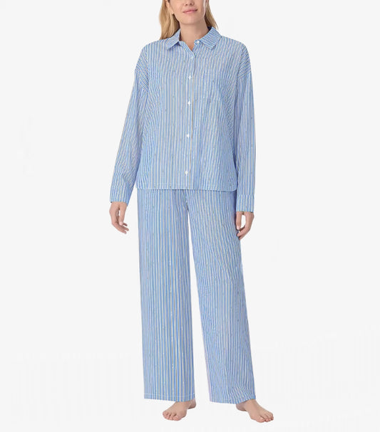 DKNY LADIES COTTON BLEND PYJAMA SET IN BLUE