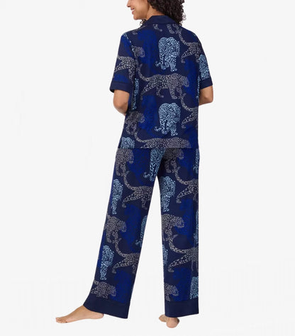 DKNY LADIES NOTCH COLLAR 03 PIECE PYJAMA SET IN ANIMAL PRINT