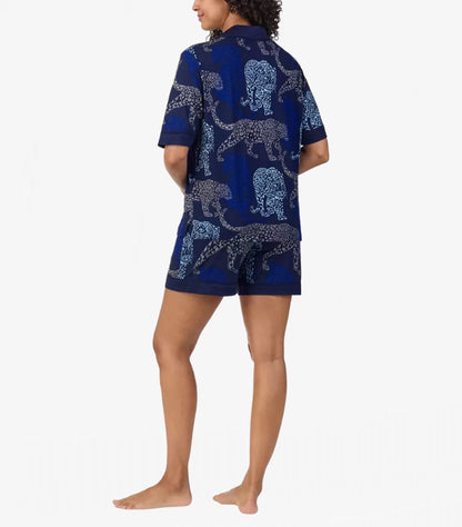 DKNY LADIES NOTCH COLLAR 03 PIECE PYJAMA SET IN ANIMAL PRINT