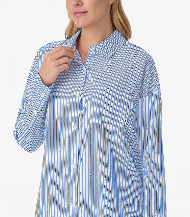 DKNY LADIES COTTON BLEND PYJAMA SET IN BLUE