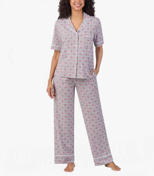 DKNY LADIES NOTCH COLLAR 03 PIECE PYJAMA SET IN GREY