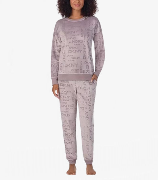 DKNY STRETCH VELOUR 02 PIECE LOUNGE SET
