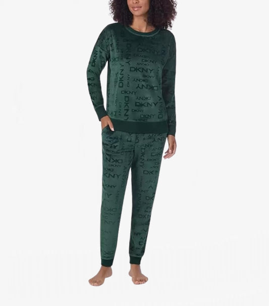 DKNY STRETCH VELOUR 02 PIECE LOUNGE SET