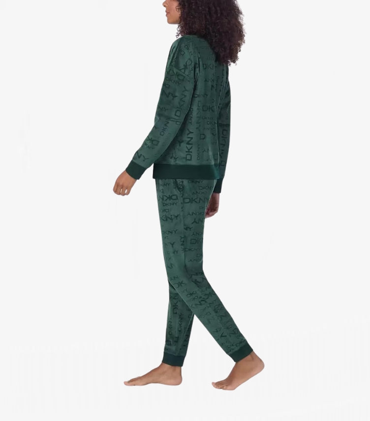 DKNY STRETCH VELOUR 02 PIECE LOUNGE SET