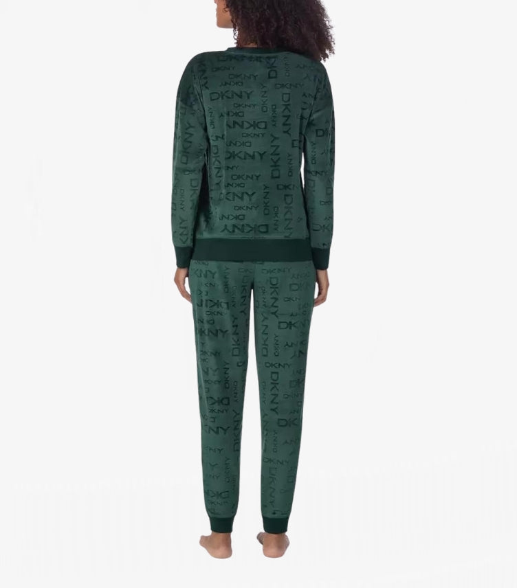 DKNY STRETCH VELOUR 02 PIECE LOUNGE SET
