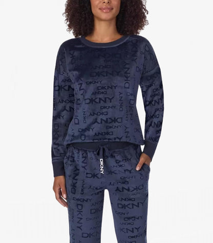 DKNY STRETCH VELOUR 02 PIECE LOUNGE SET