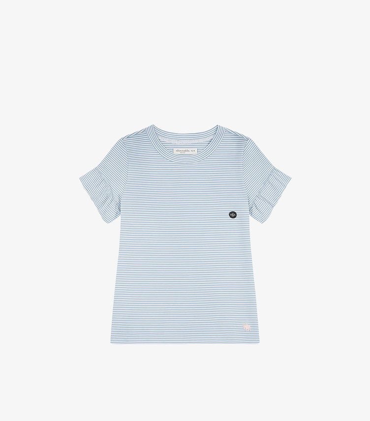 ABERCROMBIE KIDS BLUE AND WHITE STRIPED TOP