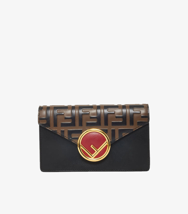 FENDI F IS FENDI WALLET ON CHAIN IN FF EMBOSSED LEATHER