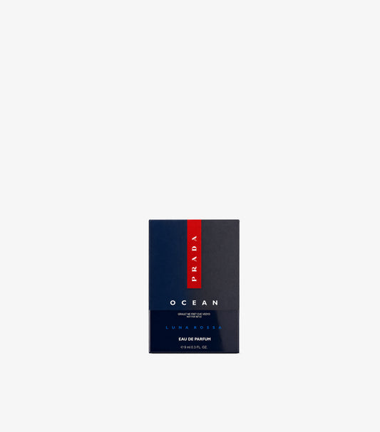 Prada Luna Rossa Ocean Eau de Parfum miniature 9ml navy and black product box