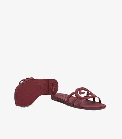 GUCCI INTERLOCKING G SLIDE SANDALS IN RUBBER