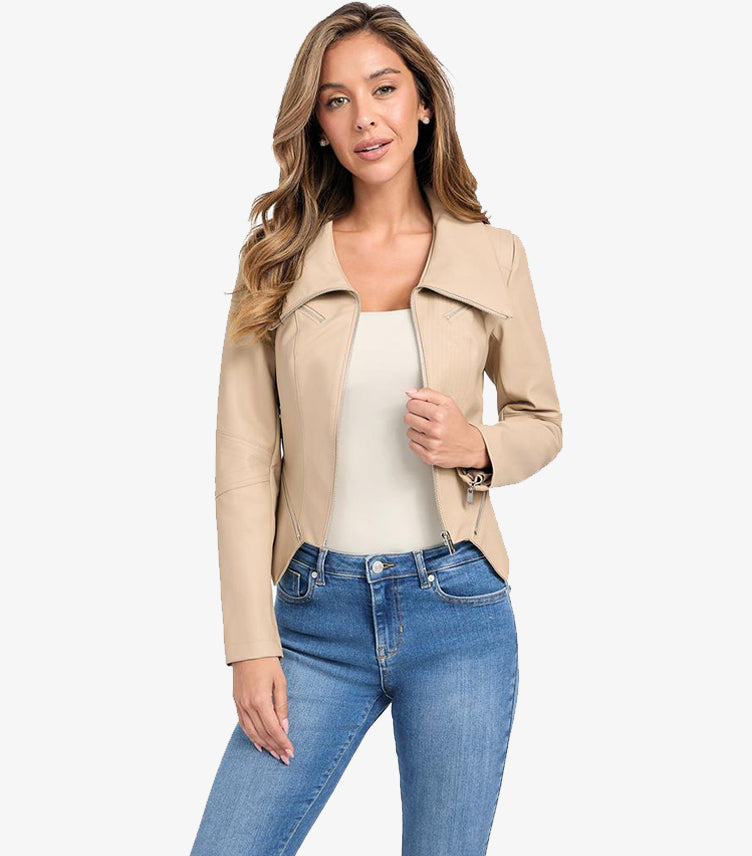GUESS FACTORY WOMEN’S DANI FAUX-LEATHER MOTO JACKET