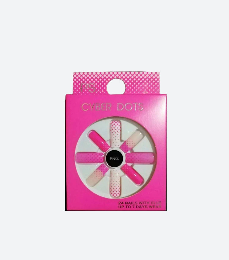 PRIMARK PS… CYBER DOTS PRESS-ON NAILS – PINK POLKA DOT MIX (24-PIECE SET)