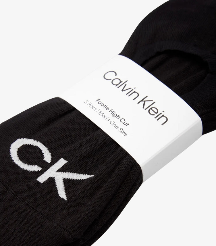 CALVIN KLEIN MEN FOOTIE HIGH CUT 3-PAIRS CK LOGO SOCKS