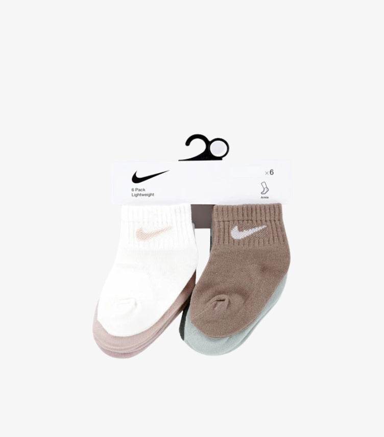 NIKE BABY TODDLER 6-PACK LIGHTWEIGHT ANKLE SOCKS (MULTI-COLOR)