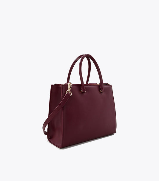 TOMMY HILFIGER ETERNITY MEDIUM TOTE BAG – MAROON | 3-WAY CARRY WITH TH MONOGRAM