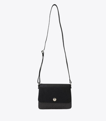 TOMMY HILFIGER LOGO BLACK PVC SLING BAG