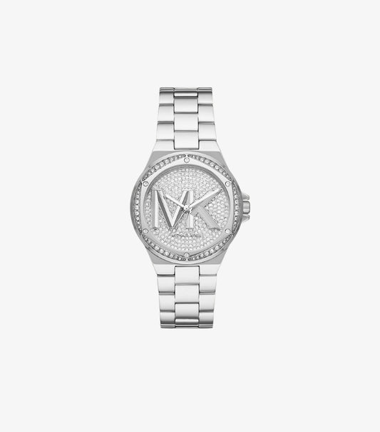 MICHAEL KORS LENNOX PAVE LOGO SILVER-TONE WATCH MK7234