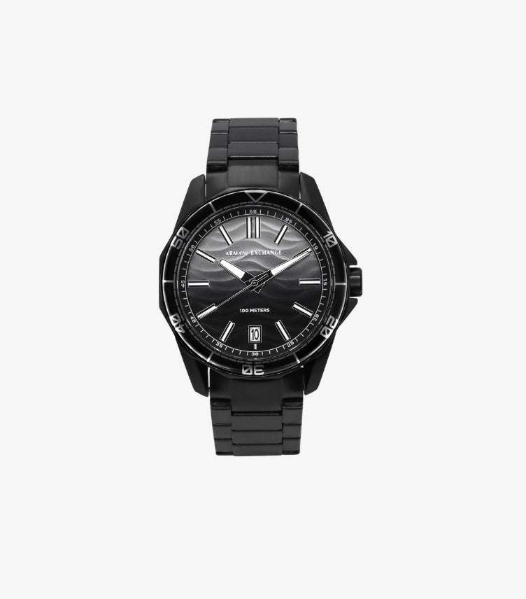 ARMANI EXCHANGE BLACK STAINLESS STEEL WATCH AX1952
