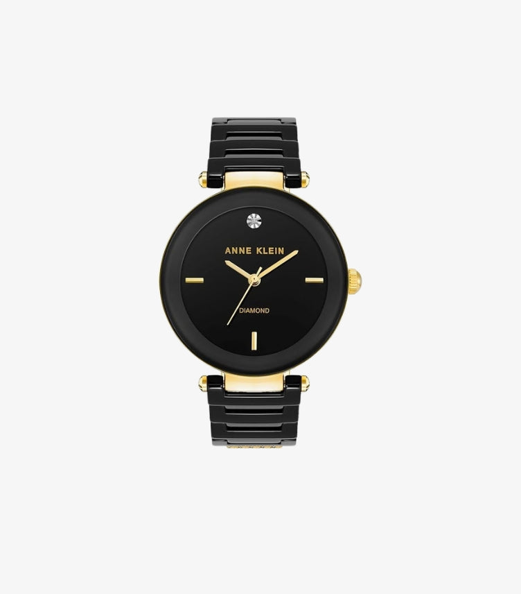 ANNE KLEIN WOMEN’S BLACK CERAMIC BRACELET WATCH AK-1018BKBK